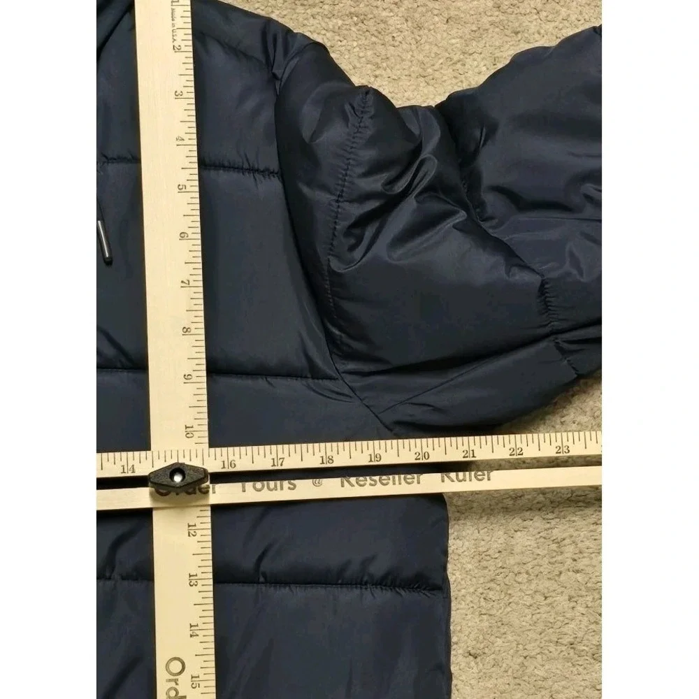 Aeropostale Mens Small Puffer Jacket Navy Blue Coat Recycled Down EUC‎